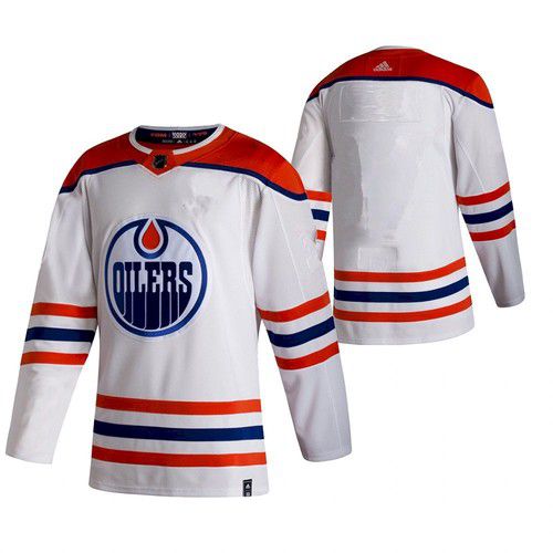 Cheap Men Edmonton Oilers Blank White NHL 2021 Reverse Retro jersey